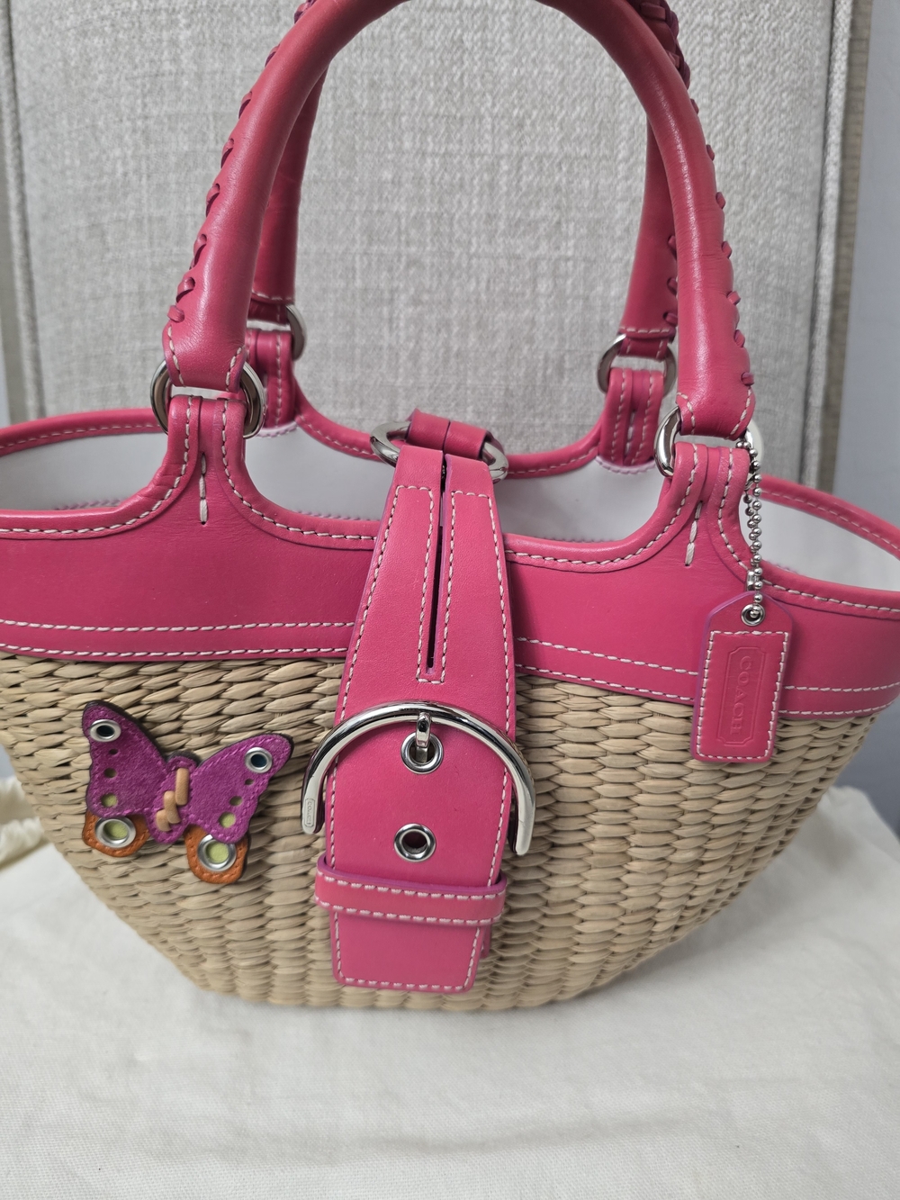Vintage Coach Hamptons Straw Basket Bag - Picture 3 of 13